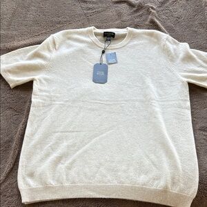 Club Room Men’s Cream Crewneck Short-Sleeve Sweater